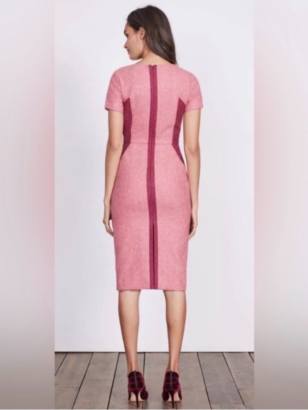 Boden Rose-Pink Midi Tweed Sheath Dress - Picture 3 of 5
